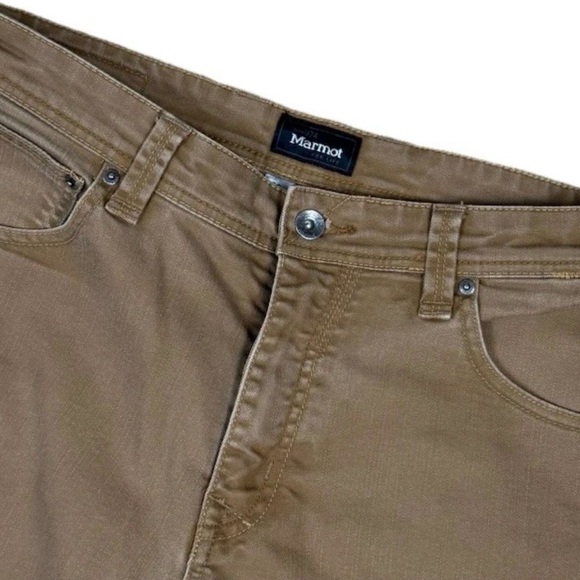 Marmot Men's Morrison Jeans 32x30 Tan Denim Outdoor Hiking Straight Leg 5 Pocket - Picture 4 of 11